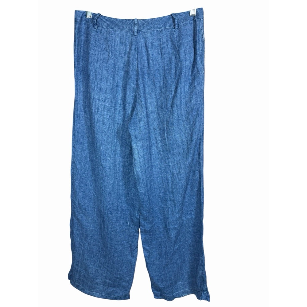 Lauren Ralph Lauren Blue Linen Pants Womens 10 Wide Leg Coastal Resort Chic - Picture 9 of 13